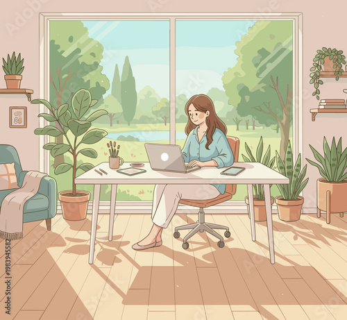 Conceptual vector illustration of a working woman.