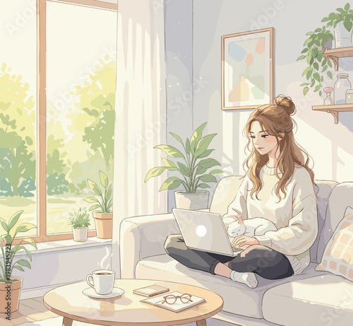 Conceptual vector illustration of a working woman.