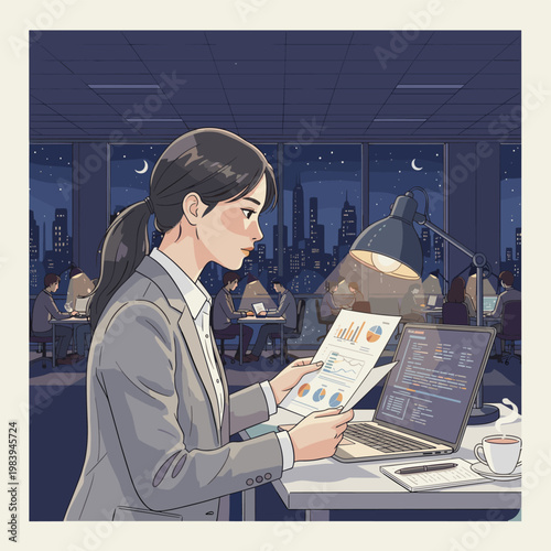 Conceptual vector illustration of a working woman.