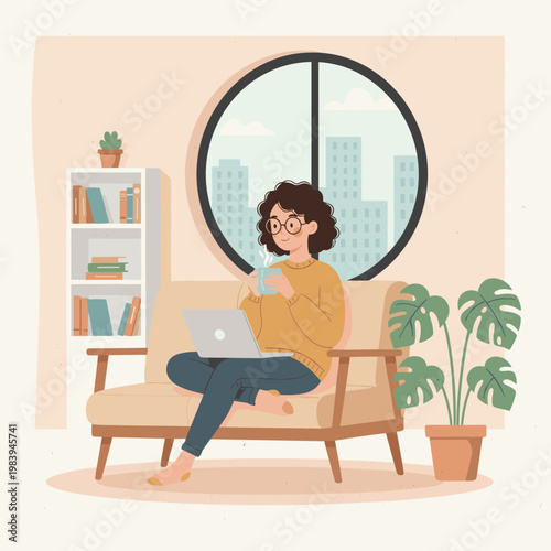 Conceptual vector illustration of a working woman.
