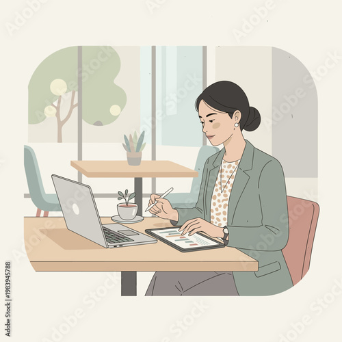 Conceptual vector illustration of a working woman.