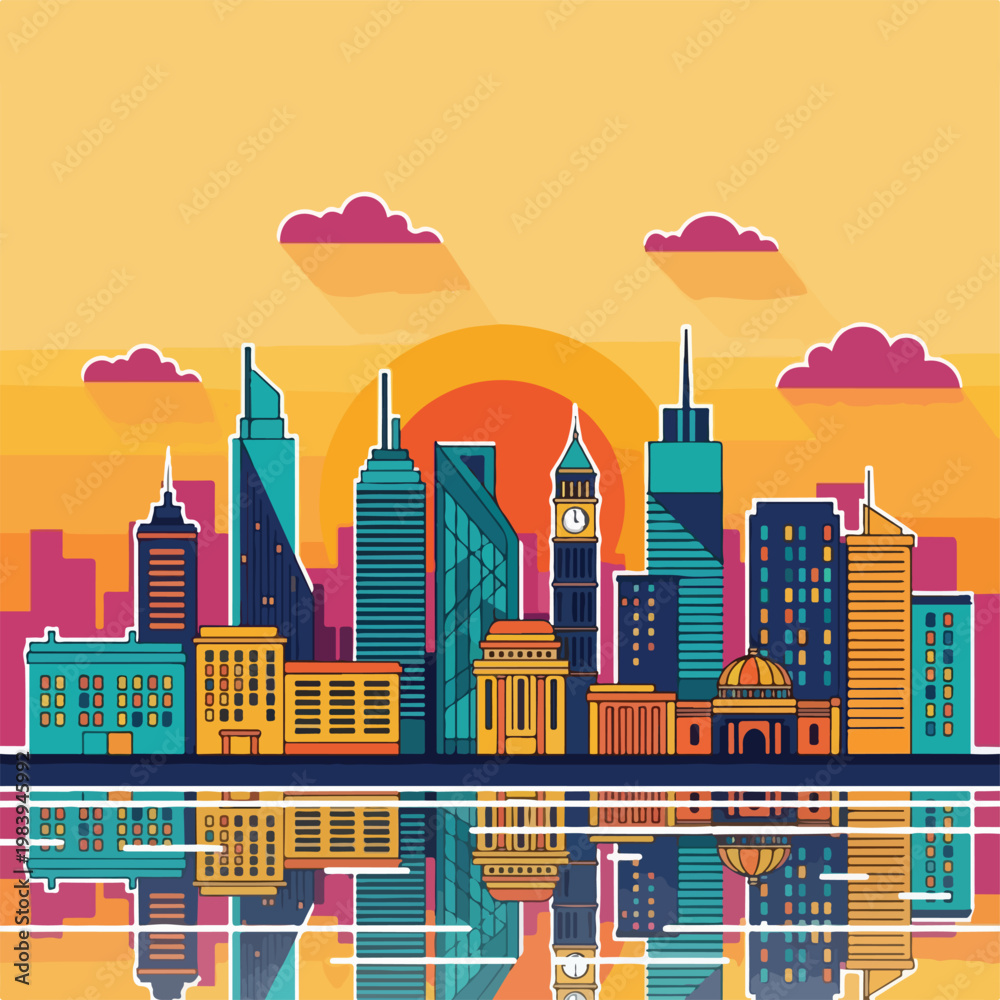 Obraz premium City Skyline with Modern Skyscrapers 5.