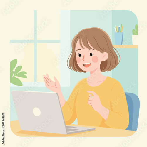Conceptual vector illustration of a working woman.