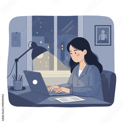Conceptual vector illustration of a working woman.