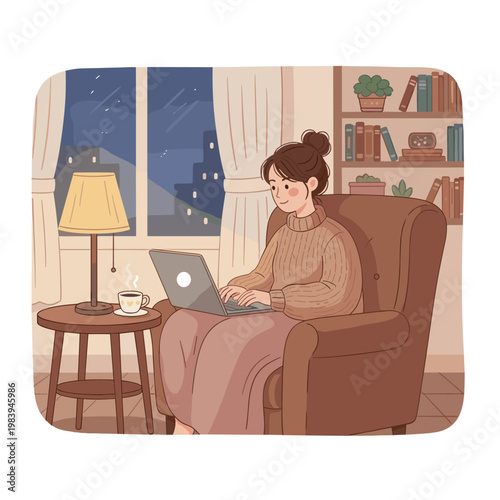 Conceptual vector illustration of a working woman.