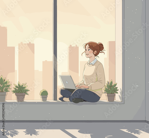 Conceptual vector illustration of a working woman.