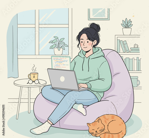 Conceptual vector illustration of a working woman.