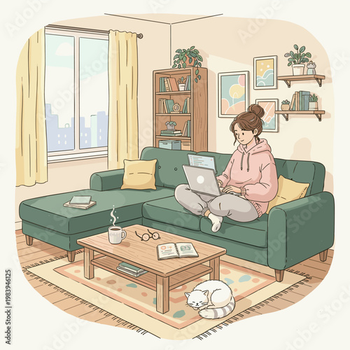 Conceptual vector illustration of a working woman.