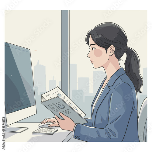 Conceptual vector illustration of a working woman.