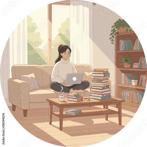 Conceptual vector illustration of a working woman.
