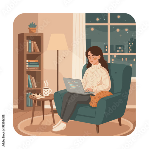 Conceptual vector illustration of a working woman.
