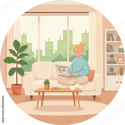 Conceptual vector illustration of a working woman.