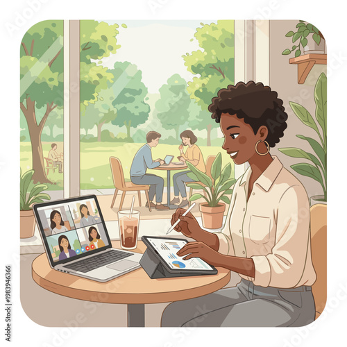 Conceptual vector illustration of a working woman.