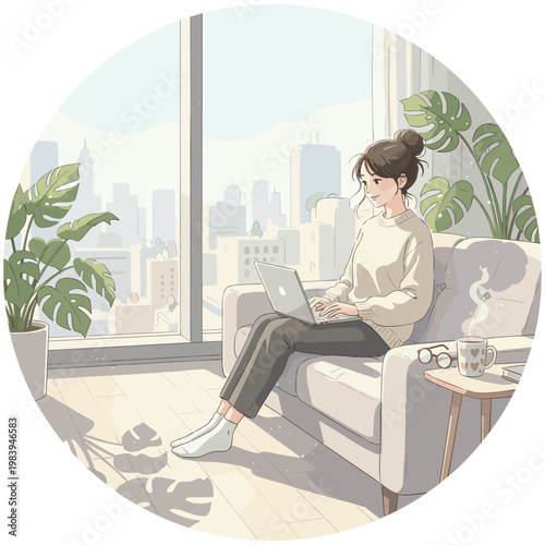 Conceptual vector illustration of a working woman.