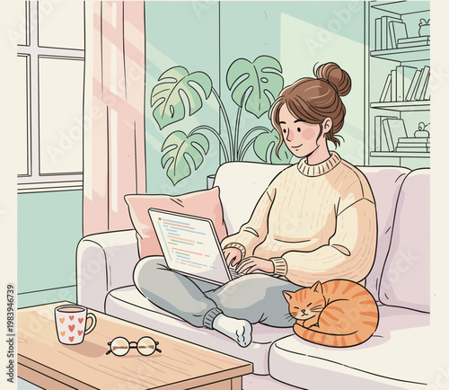 Conceptual vector illustration of a working woman.