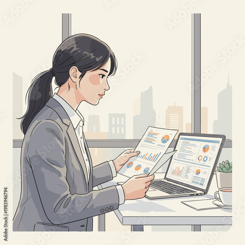 Conceptual vector illustration of a working woman.