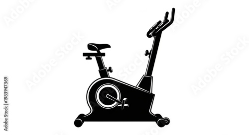 Black stationary exercise bicycle for indoor fitness training.
