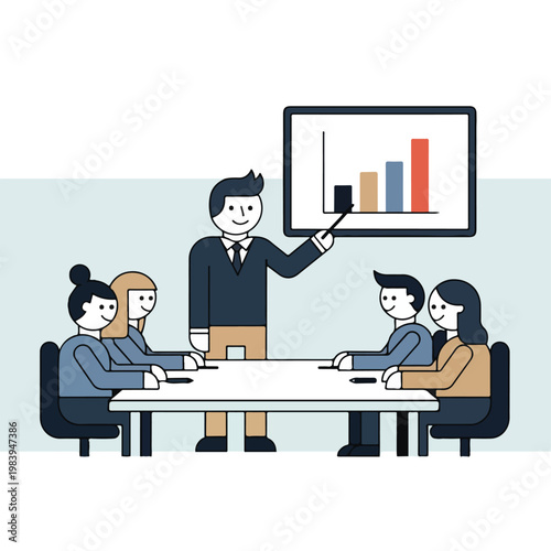 Businessman presenting to colleagues at meeting.