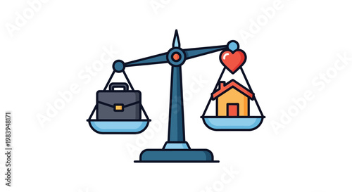 a conceptual illustration of work life balance symbolizing career priorities versus home and family life