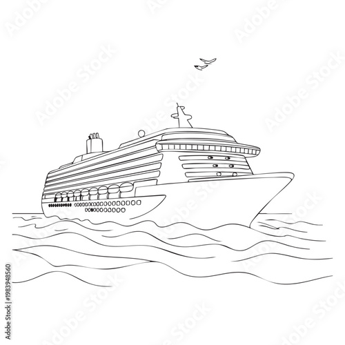 Large white cruise ship with lifeboats and two helicopters flying overhead passenger ship