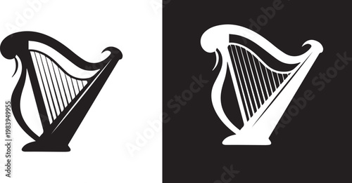 Harp icons with transparent and white background