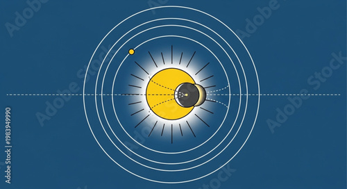 Illustration of the solar system with the sun planets and orbits.