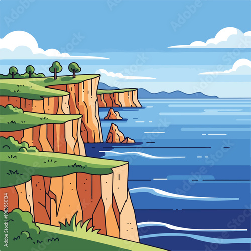 Cliffs by the ocean water side.