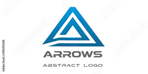 Abstract logo featuring nested triangles and directional arrow shapes