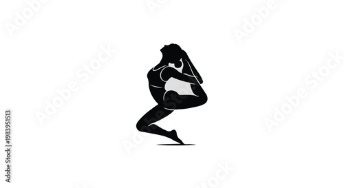 Elegant silhouette of a woman in a graceful yoga pose, embodying flexibility and strength.