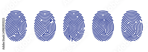 Fingerprint icon for apps, websites and graphic projects. Blue Fingerprint Solid Icon set. Swirl fingerprint icon set with solid and outline versions. Fingerprint icon in simple flat trend modern.