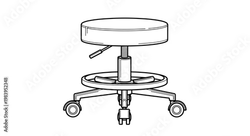Adjustable rolling stool with padded seat and metal base with wheels, mobile seating for convenience.