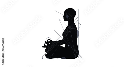 Serene silhouette in meditation pose, finding inner peace through mindfulness and calm.