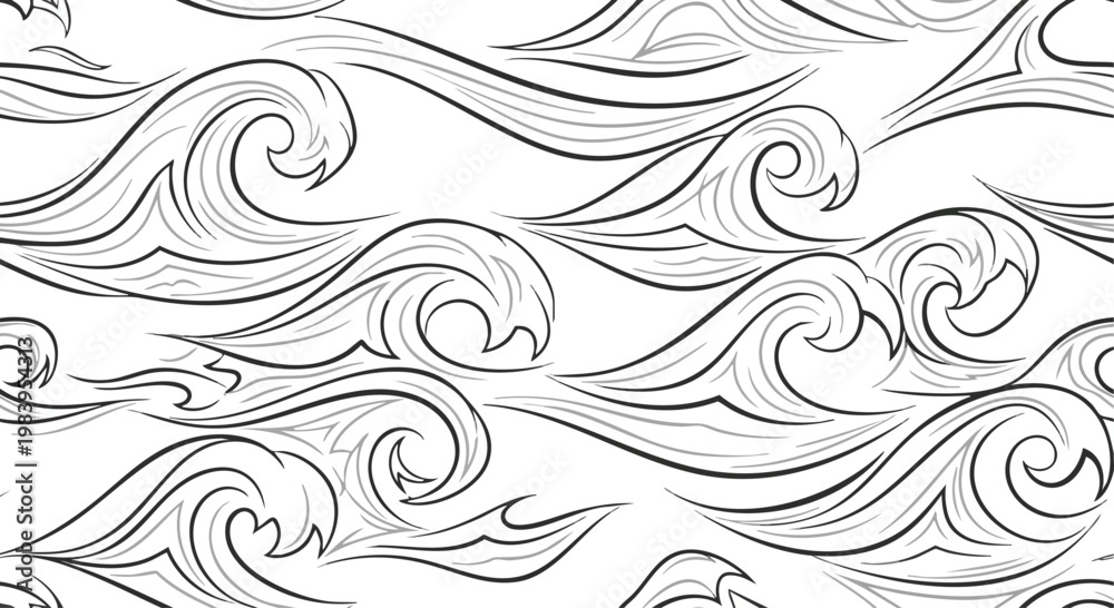 Fototapeta premium Elegant swirling wave pattern in black and white for design and decoration