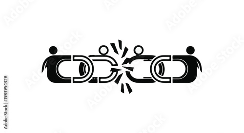 Symbolic representation of a broken connection between two people, illustrating disconnection or conflict.