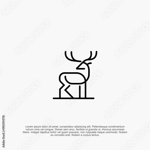 Minimalist Line Art Stag Logo Design Illustration. This elegant and modern vector features a stylized deer with prominent antlers, crafted with clean black lines for a professional, sleek look.