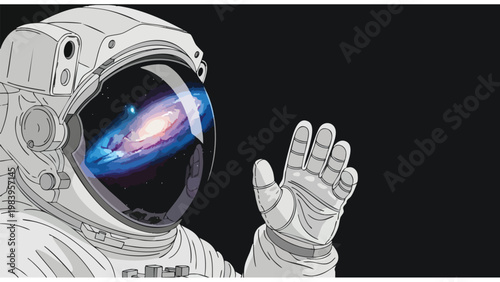 Astronaut Reflecting Galaxy in Helmet, Space Exploration Concept