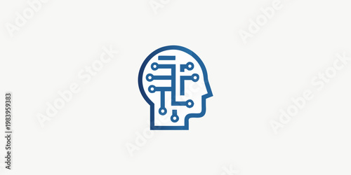 Digital human head icon representing artificial intelligence and technology