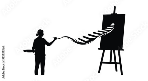 Artist creates a path forward with a brushstroke, symbolizing innovation and progress.