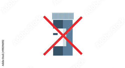 No drugs allowed prohibition symbol on medication tube warning sign for restricted substances