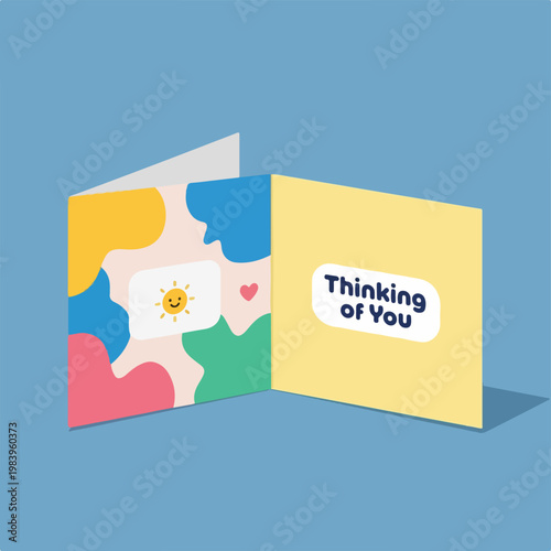 Colorful greeting card with message.