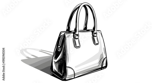 Handbag sketch drawing fashion accessory leather bag purse women's accessory handbag accessory shoulder bag accessory.