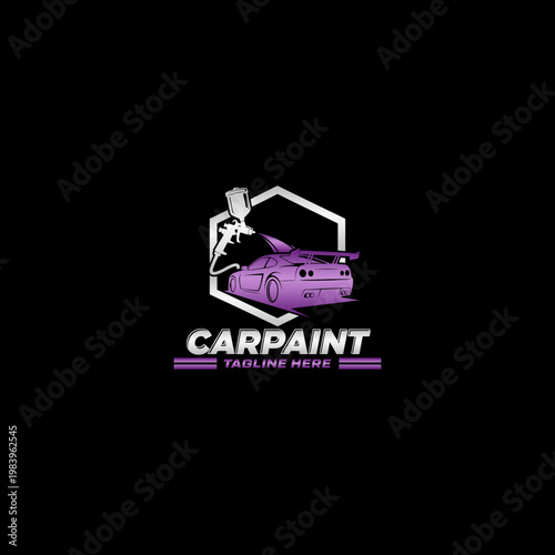Purple Car Paint Spray Can Logo.
