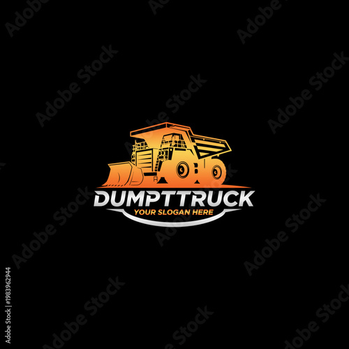 Large Orange Dump Truck Vehicle.