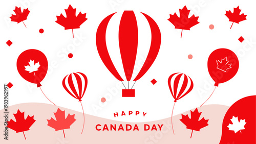 Colorful hot air balloons celebrating canada day