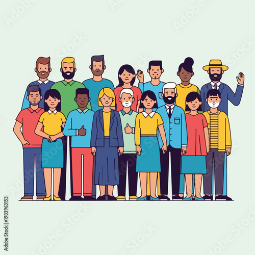 Diverse group of people standing together 1.