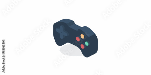 Isometric illustration of a dark blue video game controller