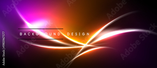Abstract vibrant background. Orange, pink hues blend with glowing lines. Modern design element for digital projects.