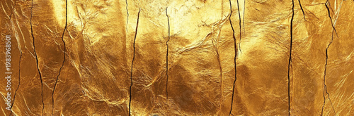 Abstract Golden Metallic Surface with Glittering Light Reflections. 