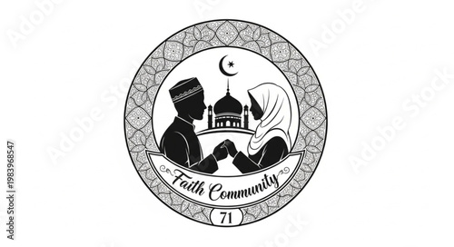 Islamic Faith Community Emblem Depicting Unity and Devotion.