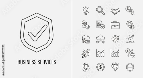 Icon Set for UI UX Web and App Design Vector, Minimalist set of professional business service line icons and management symbols.